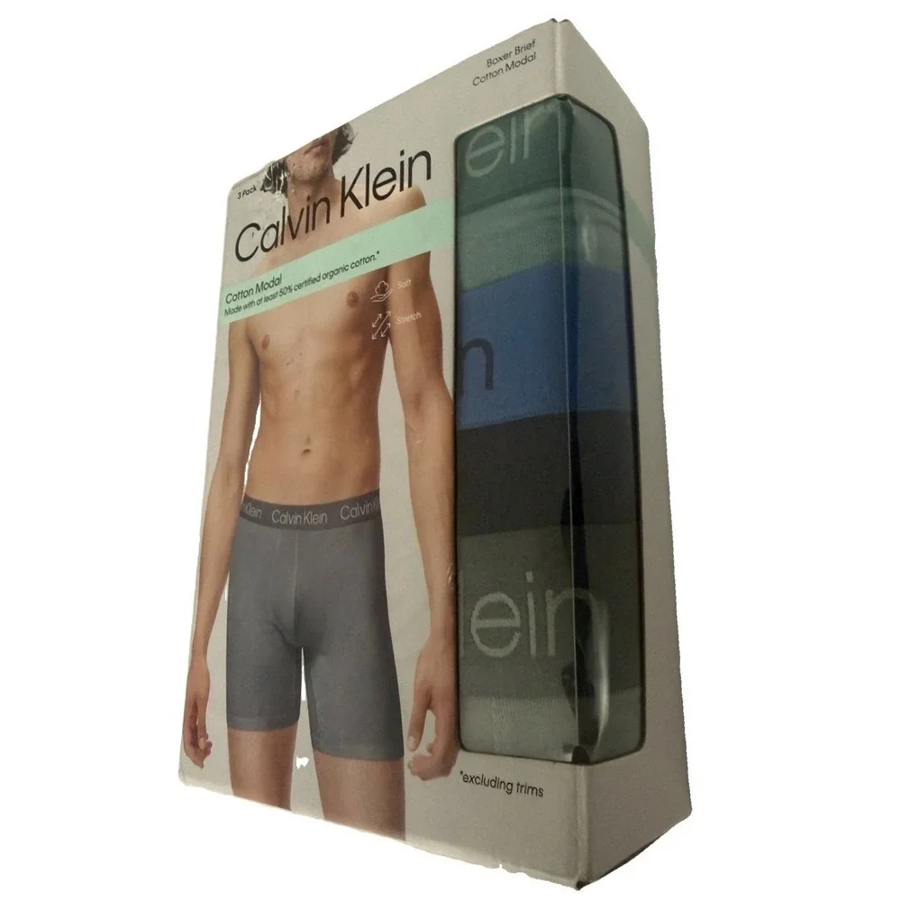 Calvin Klein Men's Cotton Modal Boxer Briefs 3 Pairs Stretch Size XL New